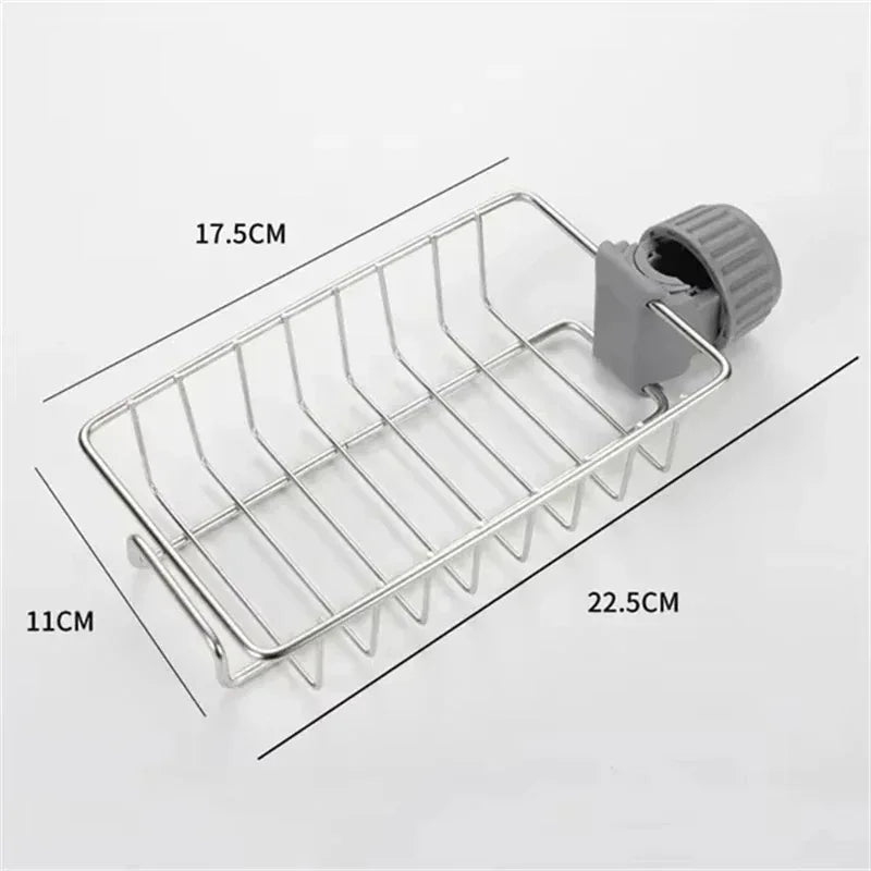 Stainless Steel Sink Drain Rack Sponge Holder Faucet Shelf Soap Drainer Towel Rack Kitchen Organizer Accessories for Counter
