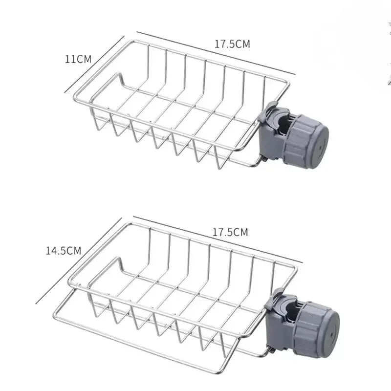 Stainless Steel Sink Drain Rack Sponge Holder Faucet Shelf Soap Drainer Towel Rack Kitchen Organizer Accessories for Counter