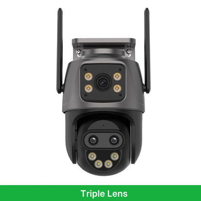 WONSDAR IP Camera Outdoor Three-Lens External Wifi Camera 4K HD Dual Screen Security PTZ Cam Auto Tracking Surveillance Icsee