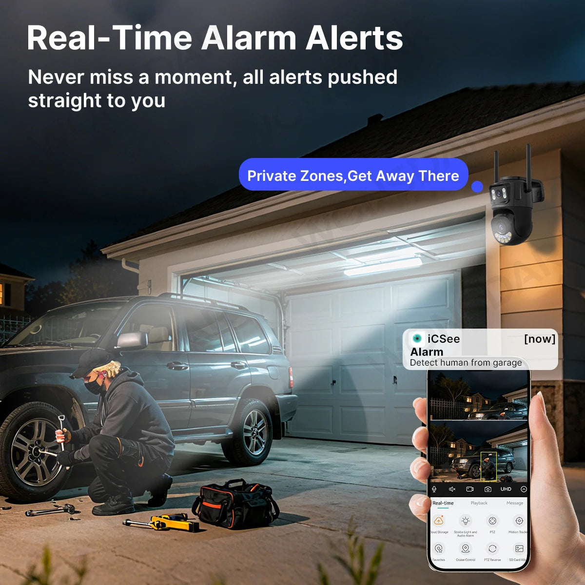 WONSDAR IP Camera Outdoor Three-Lens External Wifi Camera 4K HD Dual Screen Security PTZ Cam Auto Tracking Surveillance Icsee