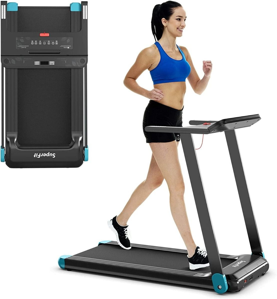 Tapis De Course Electrique Tapis De Fitness Pliable Pour Maison Avec Application De Contrôle Argent/Bleu/Rouge