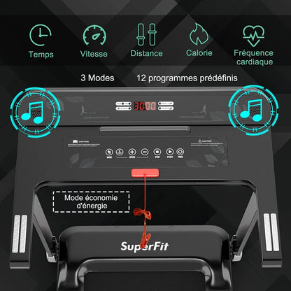 Tapis De Course Electrique Tapis De Fitness Pliable Pour Maison Avec Application De Contrôle Argent/Bleu/Rouge