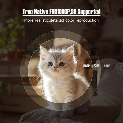 Native 1080P 650ANSI 8K Android14 L018 Projector with Auto Keystone Correction Focus Wifi6 BT5.4 Portable Movie Outdoor