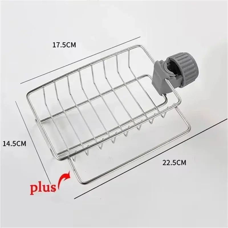 Stainless Steel Sink Drain Rack Sponge Holder Faucet Shelf Soap Drainer Towel Rack Kitchen Organizer Accessories for Counter