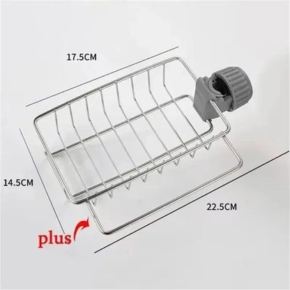Stainless Steel Sink Drain Rack Sponge Holder Faucet Shelf Soap Drainer Towel Rack Kitchen Organizer Accessories for Counter