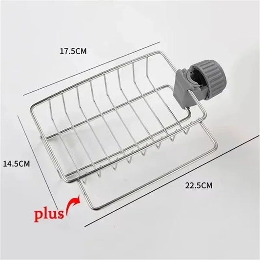 Stainless Steel Sink Drain Rack Sponge Holder Faucet Shelf Soap Drainer Towel Rack Kitchen Organizer Accessories for Counter