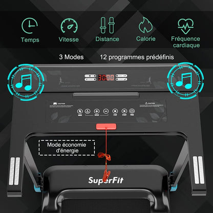 Tapis De Course Electrique Tapis De Fitness Pliable Pour Maison Avec Application De Contrôle Argent/Bleu/Rouge